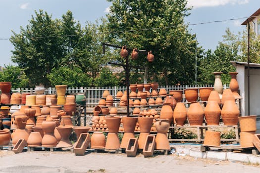 small garden with containers