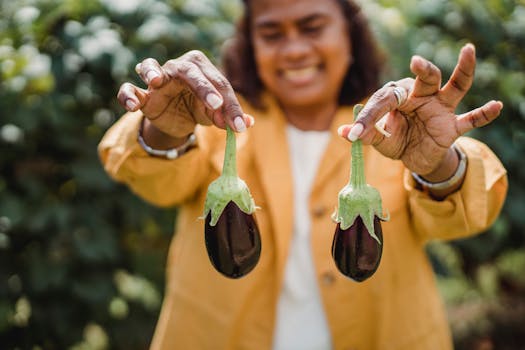 happy gardener with fresh produce