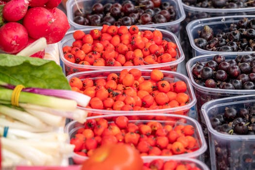 fresh seasonal vegetables in containers