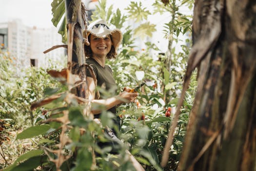 happy gardener with fresh vegetables