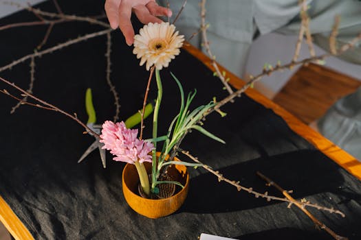 A set of essential flower arranging tools