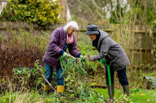 Community members working together in a garden