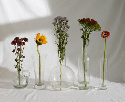 vibrant flower arrangement in a small vase