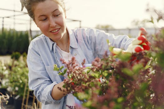 happy gardener with flowers