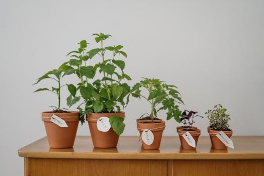 basil and mint growing in water